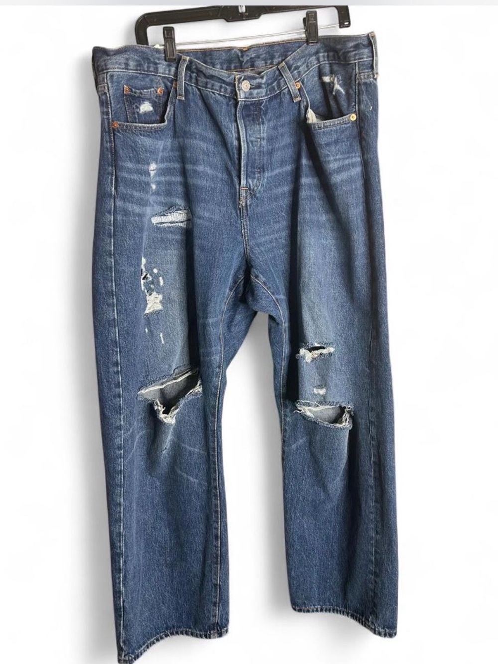 Women’s Levi's Distressed Mid-Blue Relaxed Fit 501 Jeans